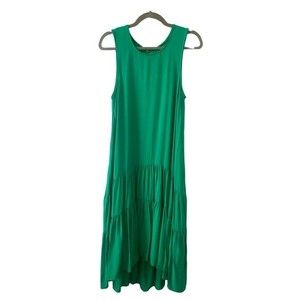 Maeve by Anthropologie Green Marlene Maxi Dress - High Low Tiered Bottom